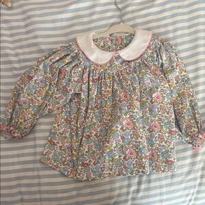 Charming Floral Kids Blouse with White Collar